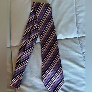 Geoffrey Beene Purple:Blue Striped Silk Tie